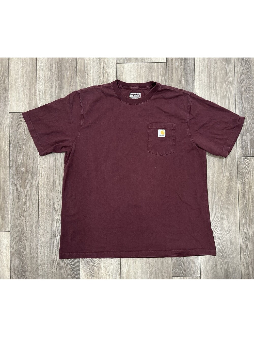 Carhartt K87 Loose Fit T-Shirt Men Large Red Maroon Sleeve Crew Neck Cotton Tee